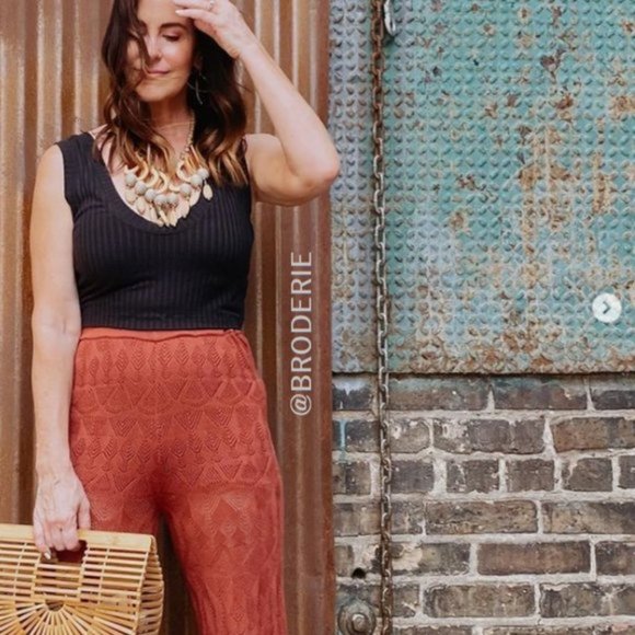 Anthropologie Pointelle Wide-Leg Pants - Picture 2 of 6